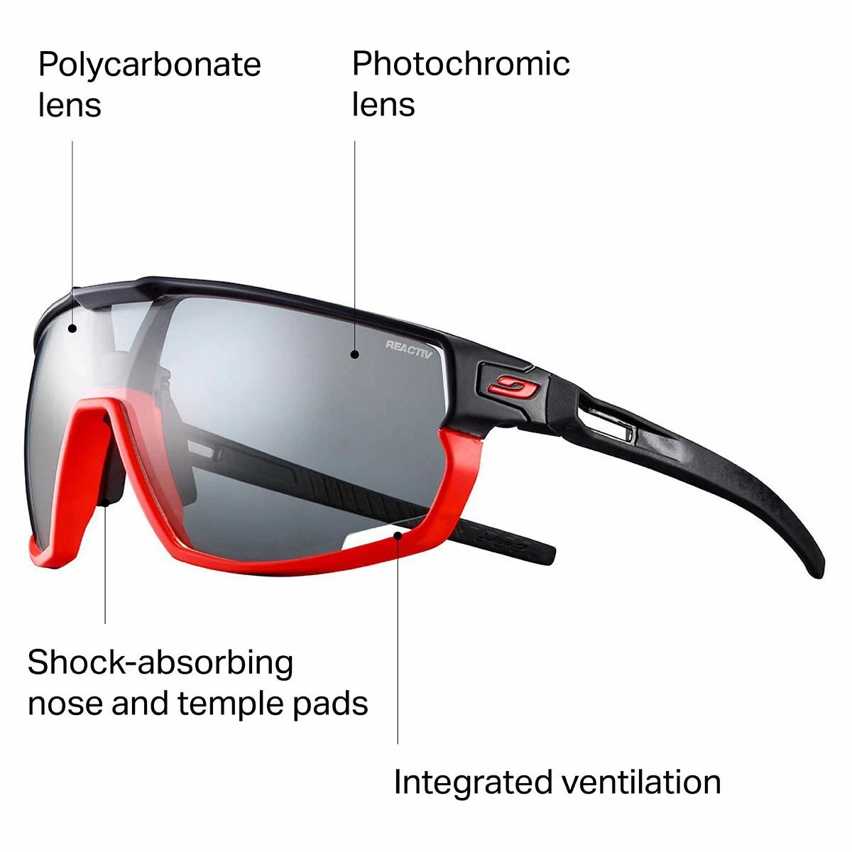 Julbo Rush Reactiv Performance Photochromic Sunglasses 7 Julbo Rush Reactiv Performance Photochromic Sunglasses - Image 5