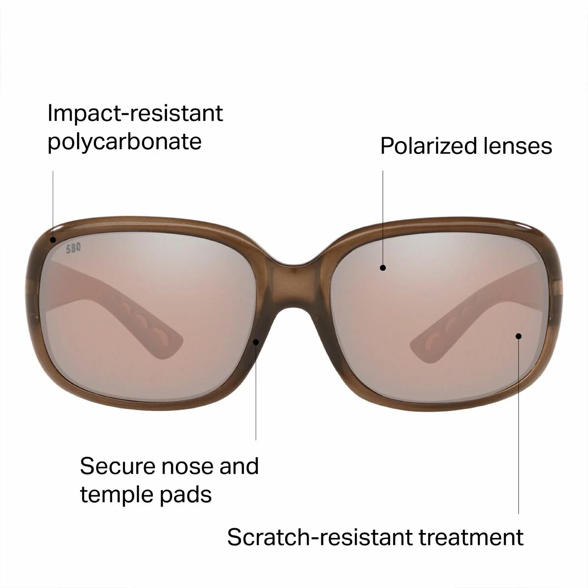 Costa Gannet 580P Polarized Sunglasses Women's 4 Costa Gannet 580P Polarized Sunglasses Women's - Image 2